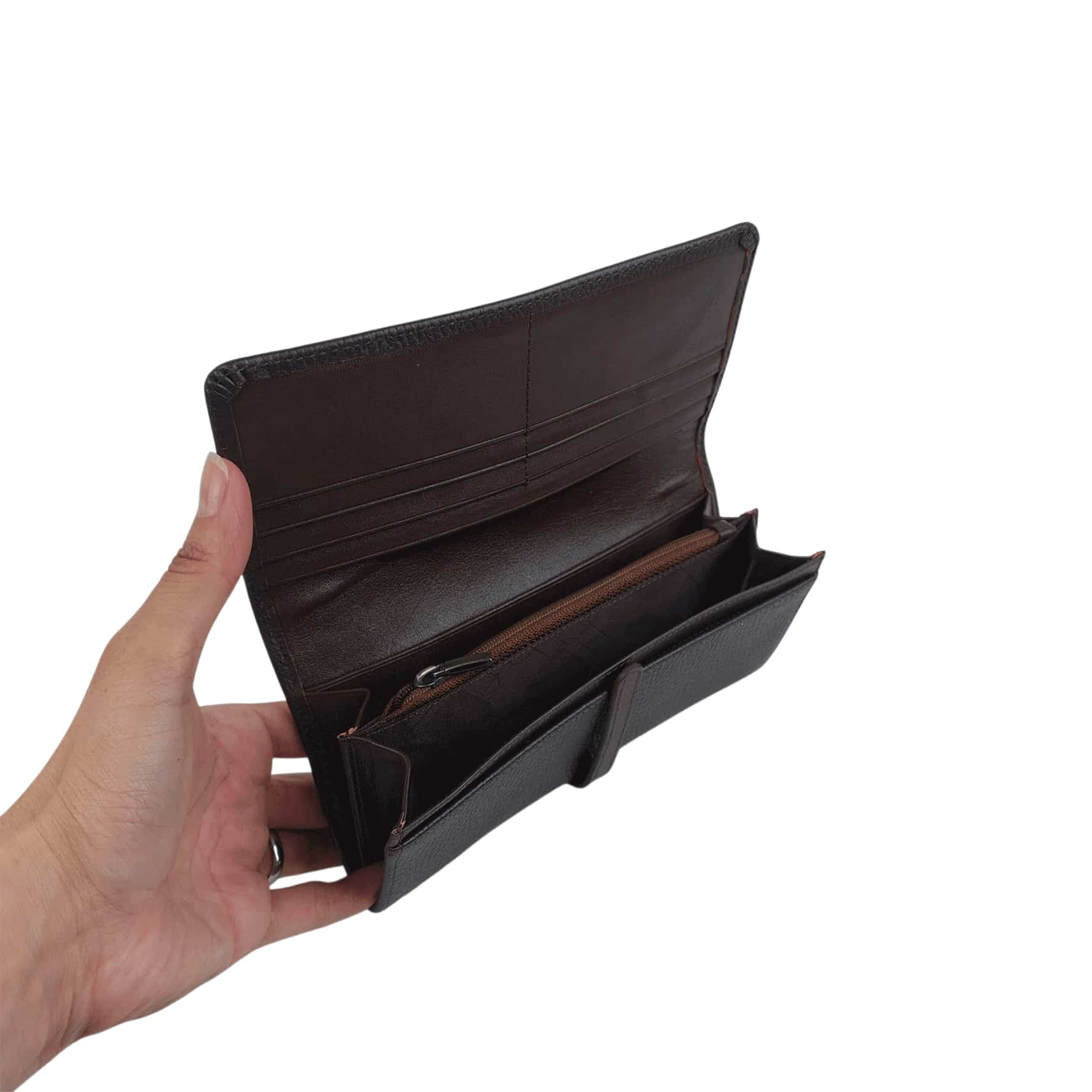  کیف پول زنانه قهوه ای چرم طبیعی آرباس کد AR3001 