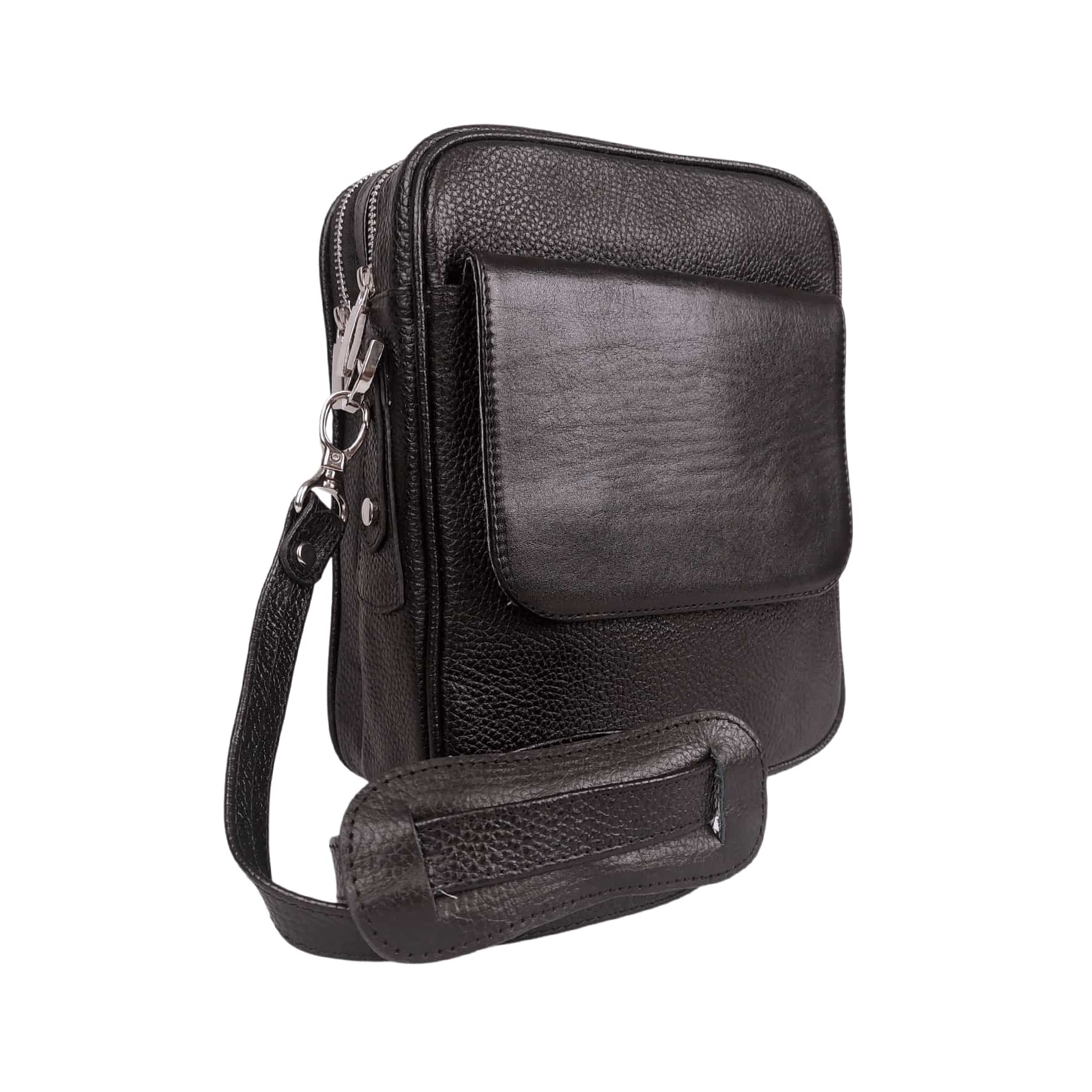 کیف دوشی مردانه چرم طبیعی آرباس کد AR2005 مشکی
