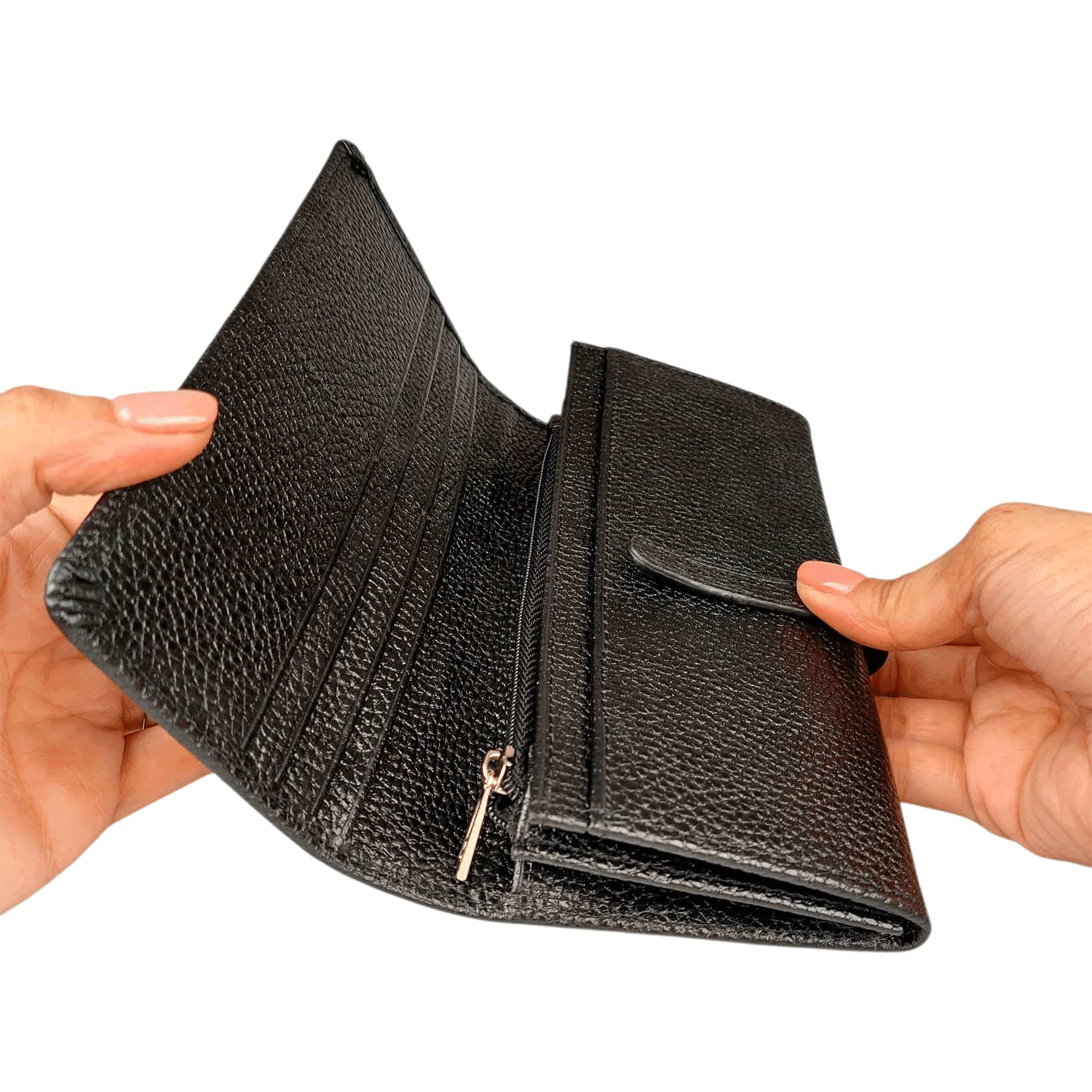 کیف پول زنانه چرم طبیعی آرباس کد AR3001 جزییات مشکی