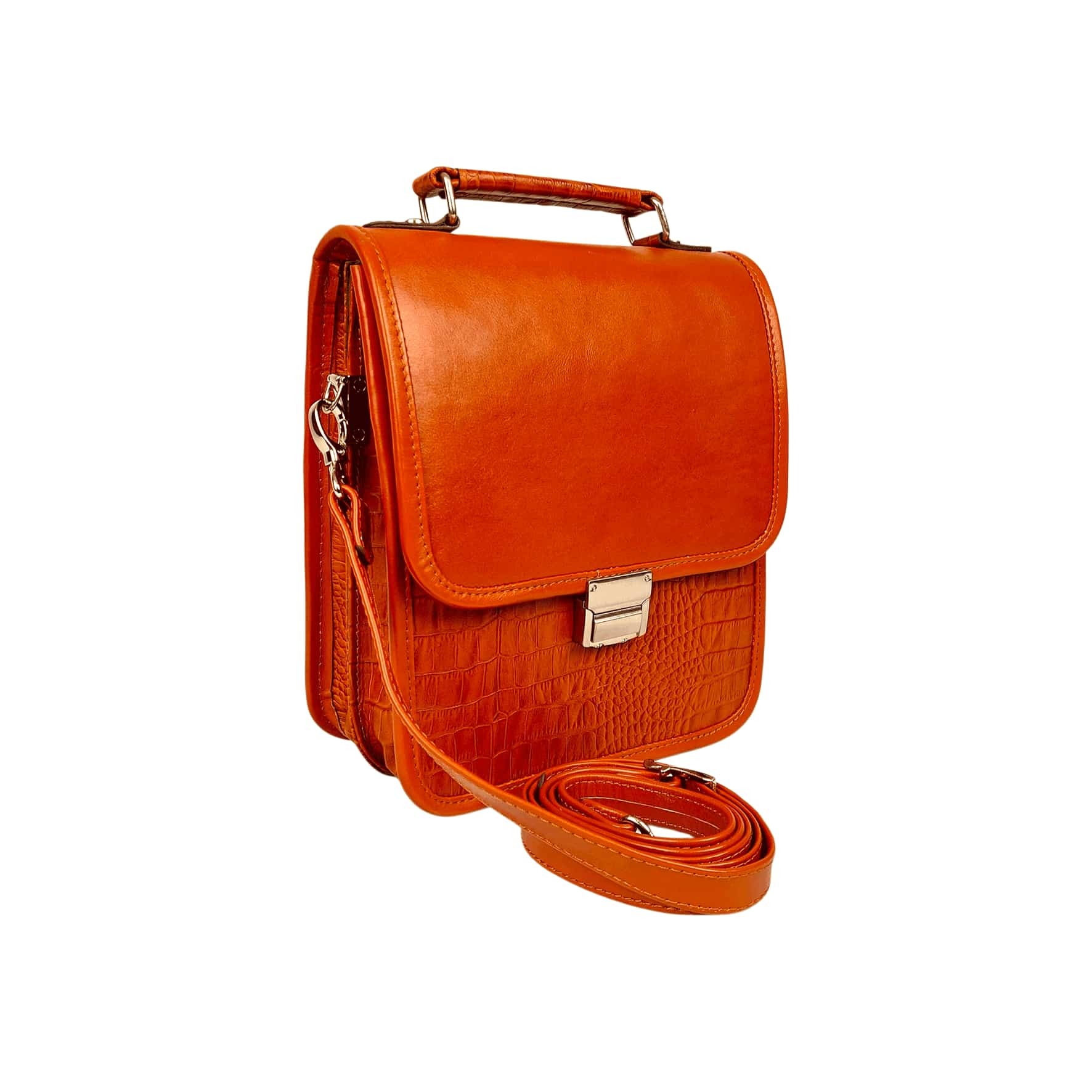 کیف دوشی مردانه چرم طبیعی آرباس کد AR2002 عسلی تصویر از بغل