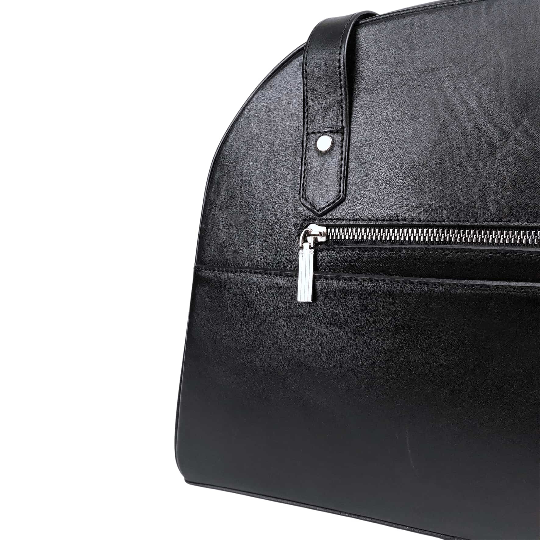 کیف دوشی زنانه چرم طبیعی آرباس کد AR1006 نمای پشت رنگ مشکی