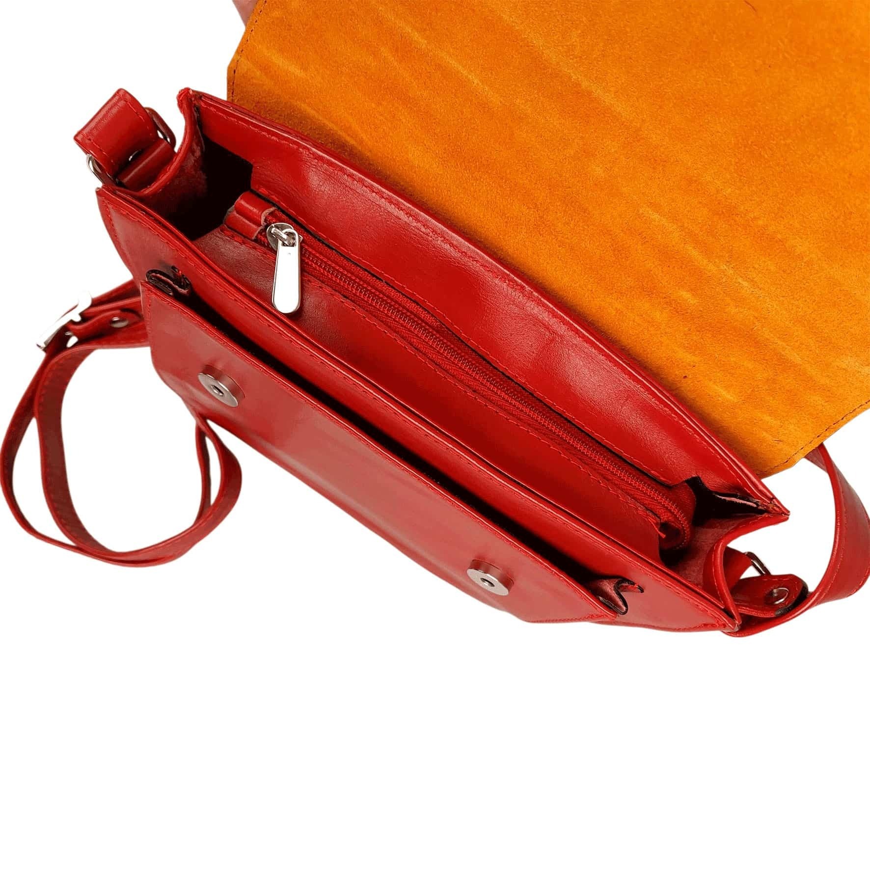 کیف دوشی زنانه چرم طبیعی آرباس کد AR1014 قرمز تصویر جزییات