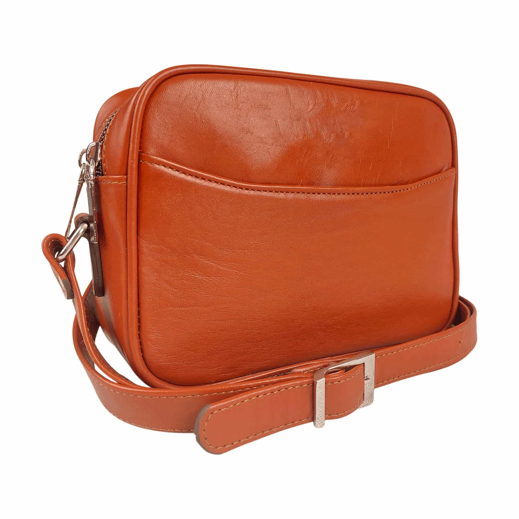 کیف دوشی زنانه چرم طبیعی آرباس کد AR1012 عسلی