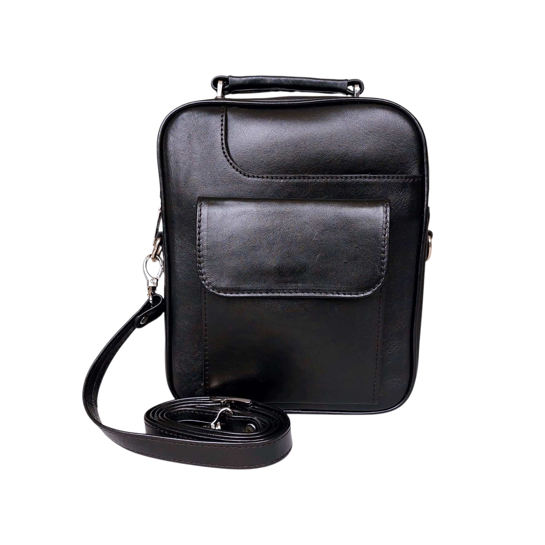 کیف دوشی مردانه چرم طبیعی آرباس کد AR2007 مشکی ساده